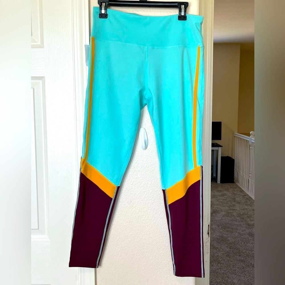 NWT Kimberly C Tri-Color Performance Sheer Panel Leggings Size L #284